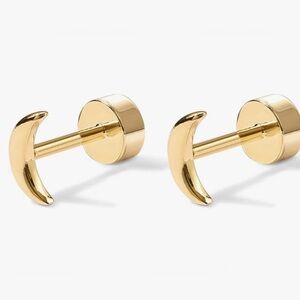 Ultra Tiny 14k Gold plated .925 Sterling Silver Moon Stud Earrings dainty